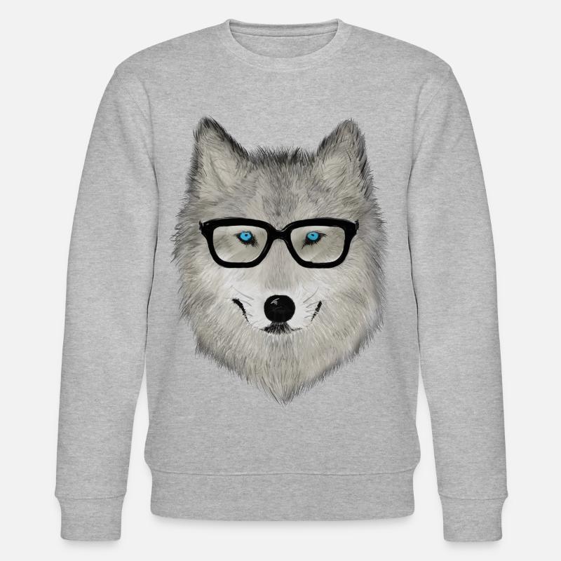 Wildtier mit Brille V02 - Stanley/Stella Unisex Bio-Sweatshirt CHANGER  - Grau meliert
