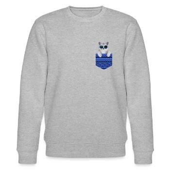 cat in a pocket - Stanley/Stella Unisex Bio-Sweatshirt CHANGER  - Grau meliert - Vorne - Nik (191cm) & Marisol (170cm)