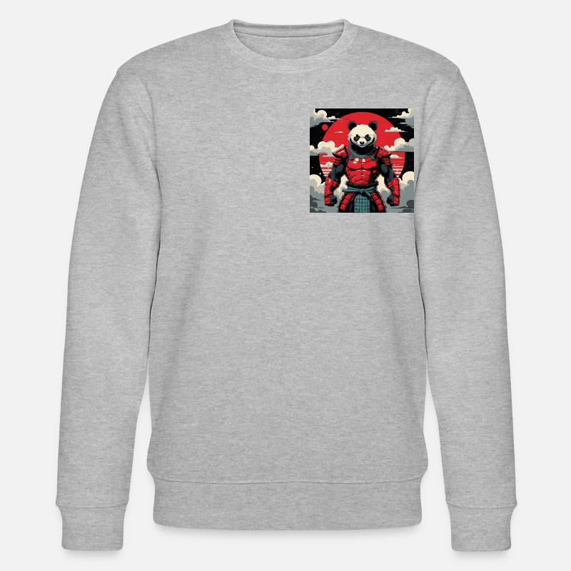 Samurai Panda Warrior - Stanley/Stella CHANGER Unisex Organic Sweatshirt - heather grey