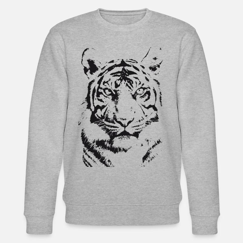 Schwarzer Tiger - Illustration - Stanley/Stella Unisex Bio-Sweatshirt CHANGER  - Grau meliert