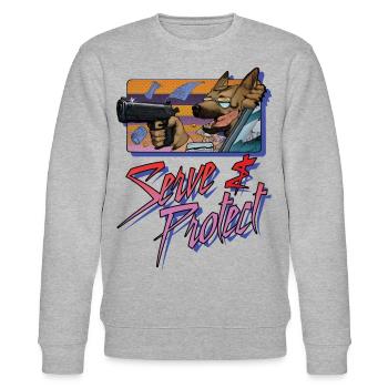 Gun Dog - Serve and protect - inscription - Stanley/Stella CHANGER Unisex Organic Sweatshirt - heather grey - Front - Nik (191cm) & Marisol (170cm)