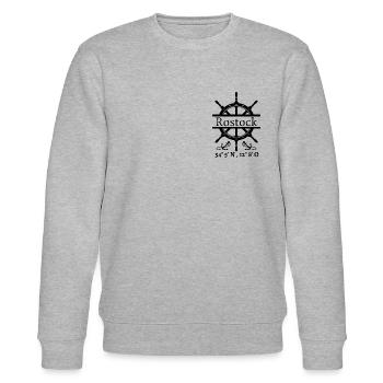 Rostock-Steuerrad, Anker & Koordinaten-Hansestadt - Stanley/Stella Unisex Bio-Sweatshirt CHANGER  - Grau meliert - Vorne - Nik (191cm) & Marisol (170cm)