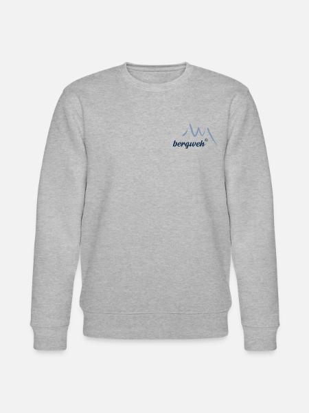Bergweh® blau Logo Schrift und Bild. Berge, Alpen - Stanley/Stella Unisex Bio-Sweatshirt CHANGER  - Grau meliert