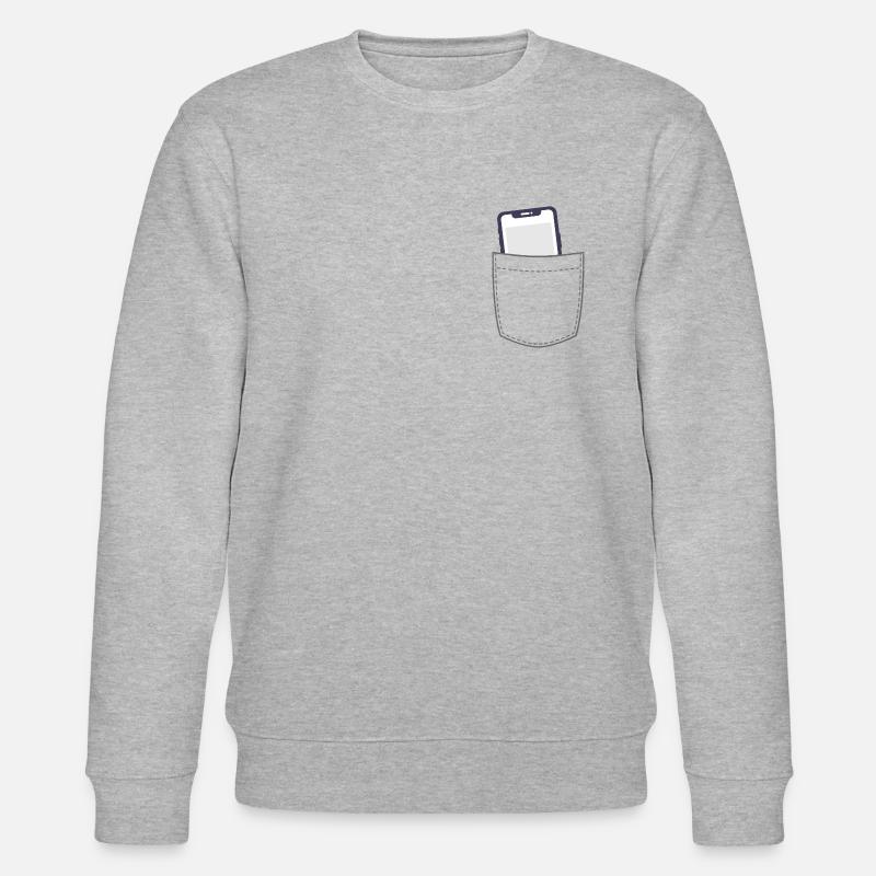 Brusttasche mit Smartphone Handy - Stanley/Stella Unisex Bio-Sweatshirt CHANGER  - Grau meliert