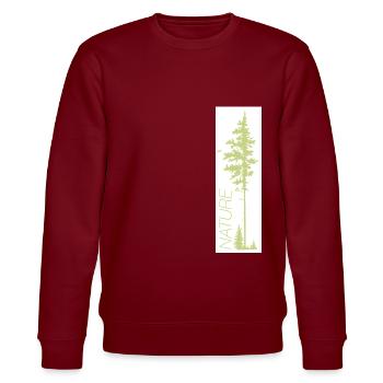 Bäume im Wald - Stanley/Stella Unisex Bio-Sweatshirt CHANGER  - Burgunderrot - Vorne - Nik (191cm) & Marisol (170cm)
