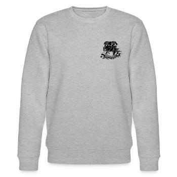 Staffordshire Terrier mit floralem Retro-Banner - Stanley/Stella Unisex Bio-Sweatshirt CHANGER  - Grau meliert - Vorne - Nik (191cm) & Marisol (170cm)