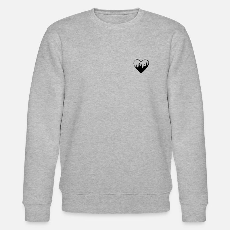Schwarzes Herz mit Flammen - Stanley/Stella Unisex Bio-Sweatshirt CHANGER  - Grau meliert