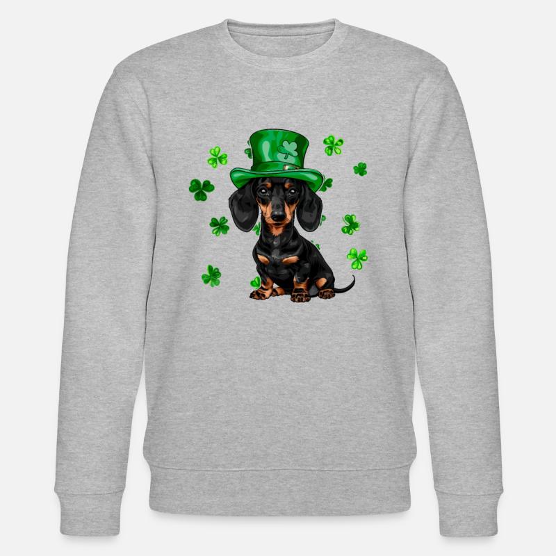 Dachshund St Patricks Day Shamrock - Stanley/Stella Unisex Bio-Sweatshirt CHANGER  - Grau meliert