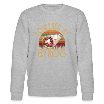 powered by gyros greek Food - Stanley/Stella CHANGER Unisex Organic Sweatshirt - heather grey - Front - Nik (191cm) & Marisol (170cm)