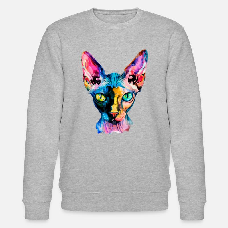 Sphynx illustration, funny sphynx cat - Stanley/Stella Unisex Bio-Sweatshirt CHANGER  - Grau meliert
