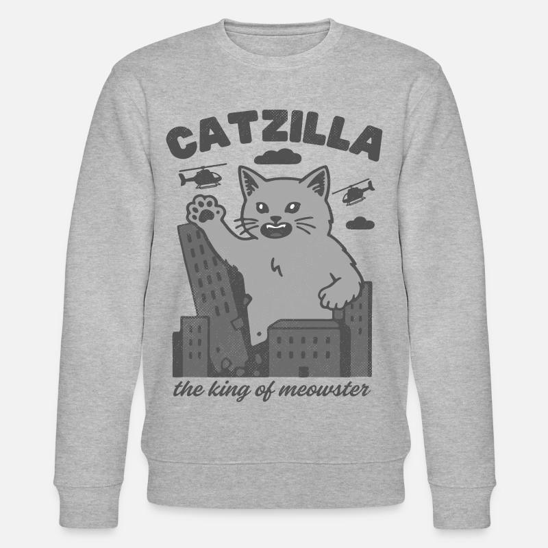 Catzilla, König des Miausens - Stanley/Stella Unisex Bio-Sweatshirt CHANGER  - Grau meliert