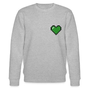 Kleines süßes Pixel Art Herz Heart Love grün - Stanley/Stella Unisex Bio-Sweatshirt CHANGER  - Grau meliert - Vorne - Nik (191cm) & Marisol (170cm)