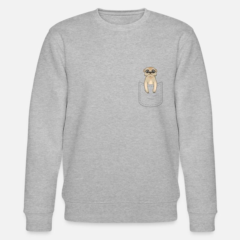 Brusttasche Erdmännchen - Stanley/Stella Unisex Bio-Sweatshirt CHANGER  - Grau meliert