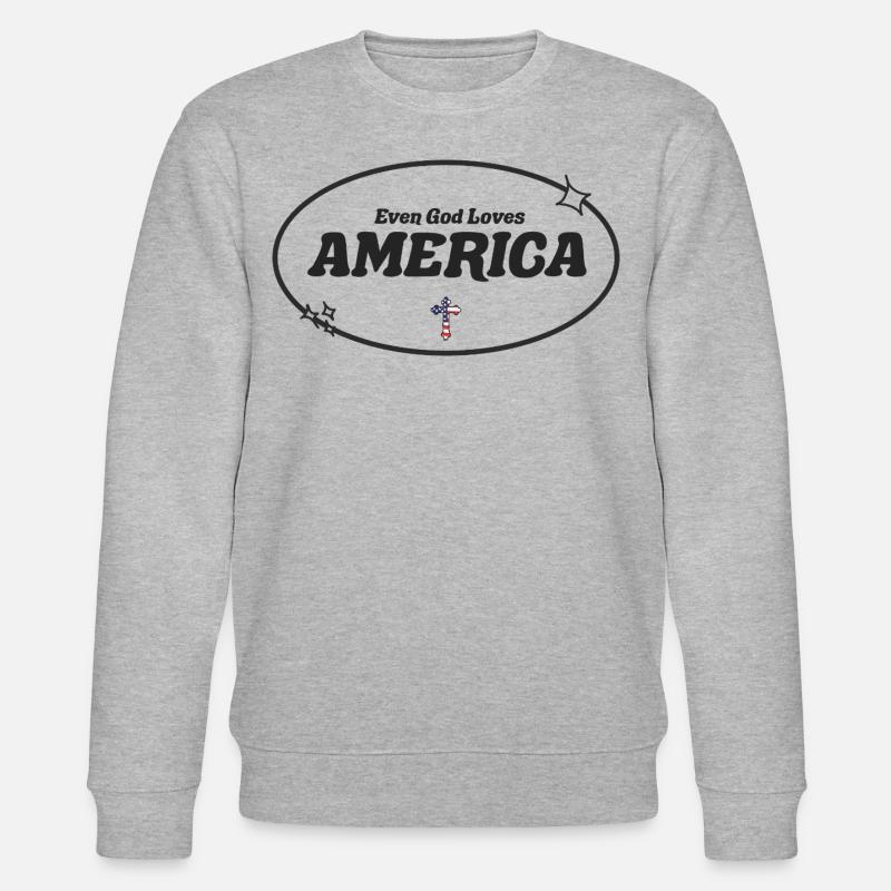 Even God Worships America - Stanley/Stella CHANGER Unisex Organic Sweatshirt - heather grey