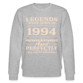 Vintage Geburtsjahr 1994 Jahrgang Geburtstag - Stanley/Stella Unisex Bio-Sweatshirt CHANGER  - Grau meliert - Vorne - Nik (191cm) & Marisol (170cm)