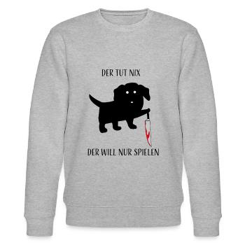 Der tut nix - Hunde-Motiv - Stanley/Stella Unisex Bio-Sweatshirt CHANGER  - Grau meliert - Vorne - Nik (191cm) & Marisol (170cm)