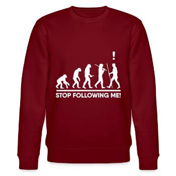 stop me from pursuing evolution funny gift - Stanley/Stella CHANGER Unisex Organic Sweatshirt - burgundy - Front - Nik (191cm) & Marisol (170cm)