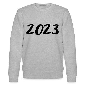 2023 - Jahr - Jahreswechsel - Stanley/Stella Unisex Bio-Sweatshirt CHANGER  - Grau meliert - Vorne - Nik (191cm) & Marisol (170cm)