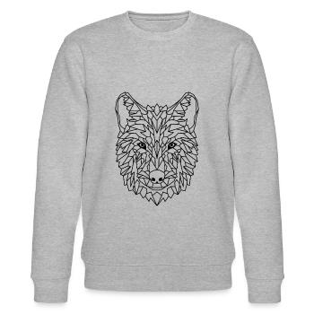Wolf geometrisch - Stanley/Stella Unisex Bio-Sweatshirt CHANGER  - Grau meliert - Vorne - Nik (191cm) & Marisol (170cm)
