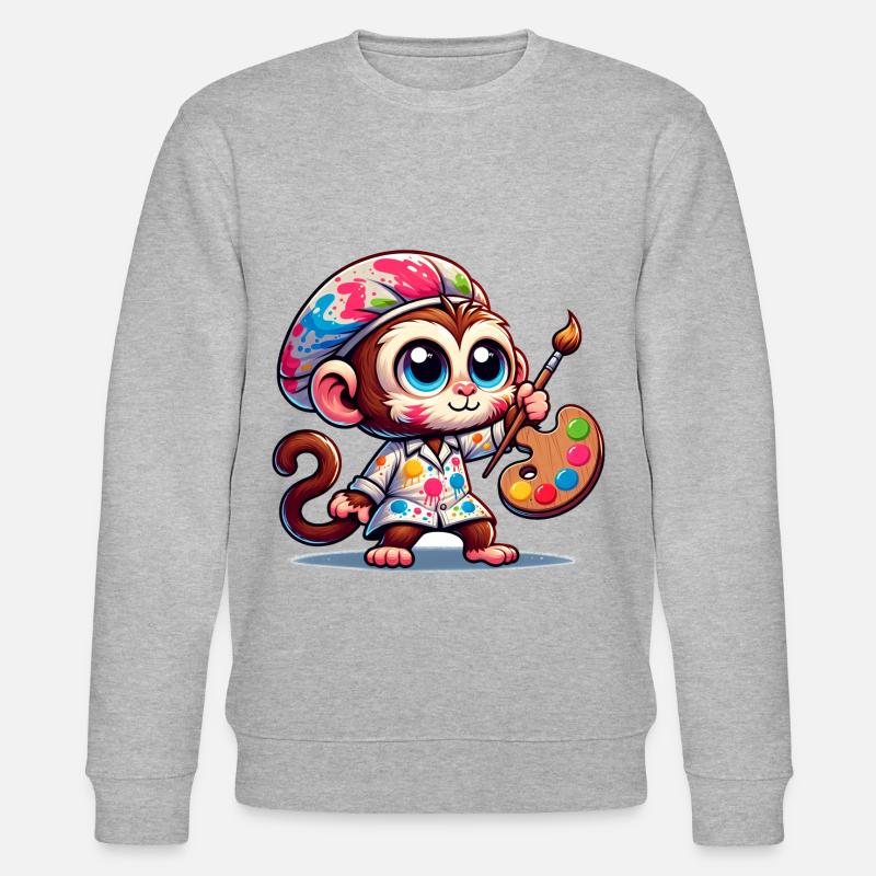Artiste de singe mignon - Sweat bio CHANGER Stanley/Stella Unisexe - gris chiné