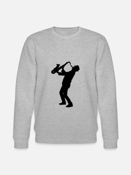 Saxophone Player Jazz Music - Stanley/Stella CHANGER Unisex Organic Sweatshirt - heather grey
