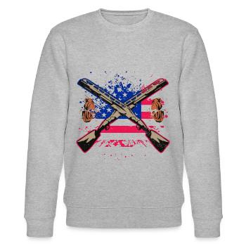 Clay pigeon shooting - Stanley/Stella CHANGER Unisex Organic Sweatshirt - heather grey - Front - Nik (191cm) & Marisol (170cm)
