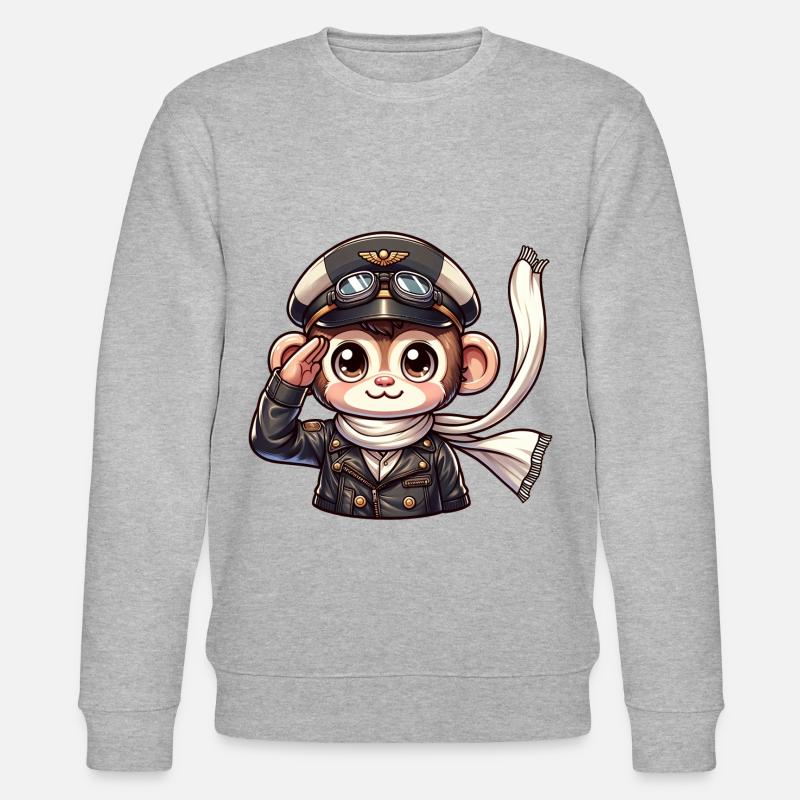Cute Monkey Pilot - Stanley/Stella Unisex Bio-Sweatshirt CHANGER  - Grau meliert
