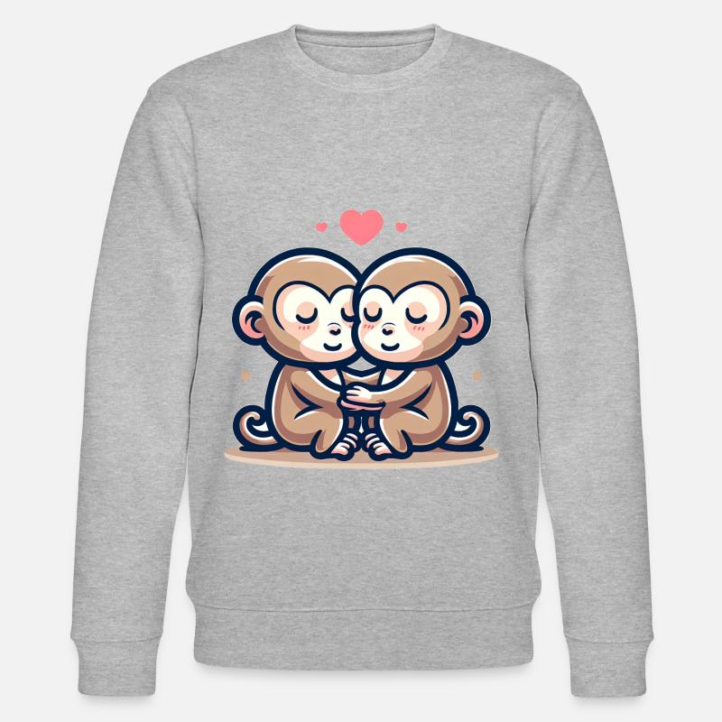 Two Monkeys In Love - Stanley/Stella CHANGER Unisex Organic Sweatshirt - heather grey