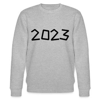2023 - Jahr - Jahreswechsel - Stanley/Stella Unisex Bio-Sweatshirt CHANGER  - Grau meliert - Vorne - Nik (191cm) & Marisol (170cm)