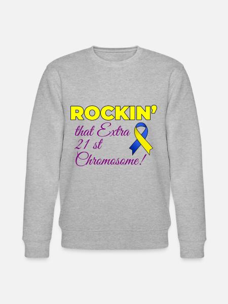Down Syndrome Day Rockin' Extra 21st Chromosome - Stanley/Stella CHANGER Unisex Organic Sweatshirt - heather grey