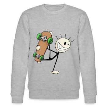 Skater skating Skateboard Tricks cooles Geschenk - Stanley/Stella Unisex Bio-Sweatshirt CHANGER  - Grau meliert - Vorne - Nik (191cm) & Marisol (170cm)