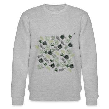 Jungle Palmenblätter - Stanley/Stella Unisex Bio-Sweatshirt CHANGER  - Grau meliert - Vorne - Nik (191cm) & Marisol (170cm)