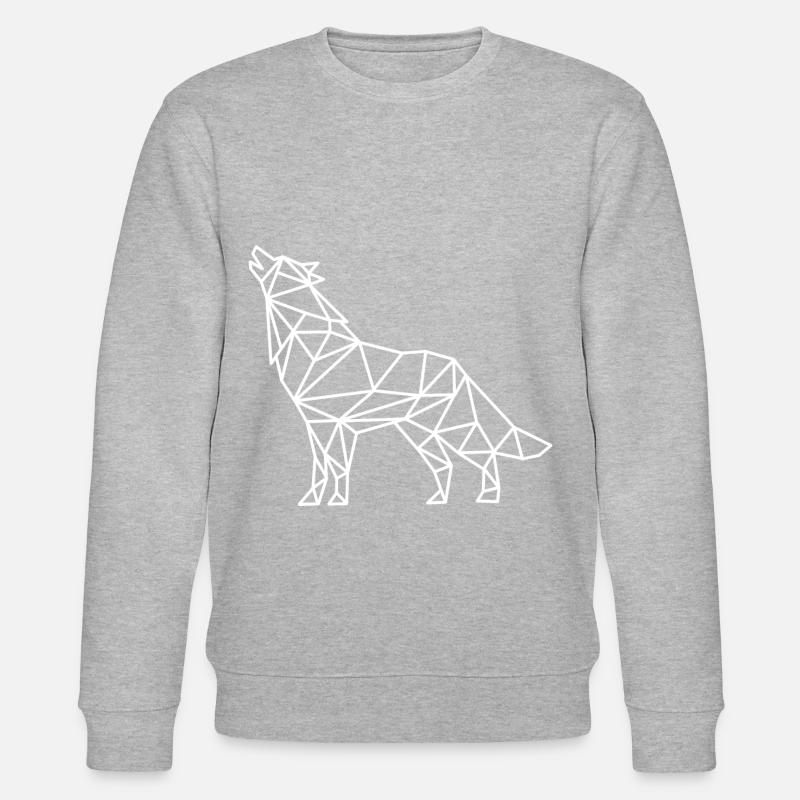 Wolf Geometric Lines - Stanley/Stella CHANGER Unisex Organic Sweatshirt - heather grey