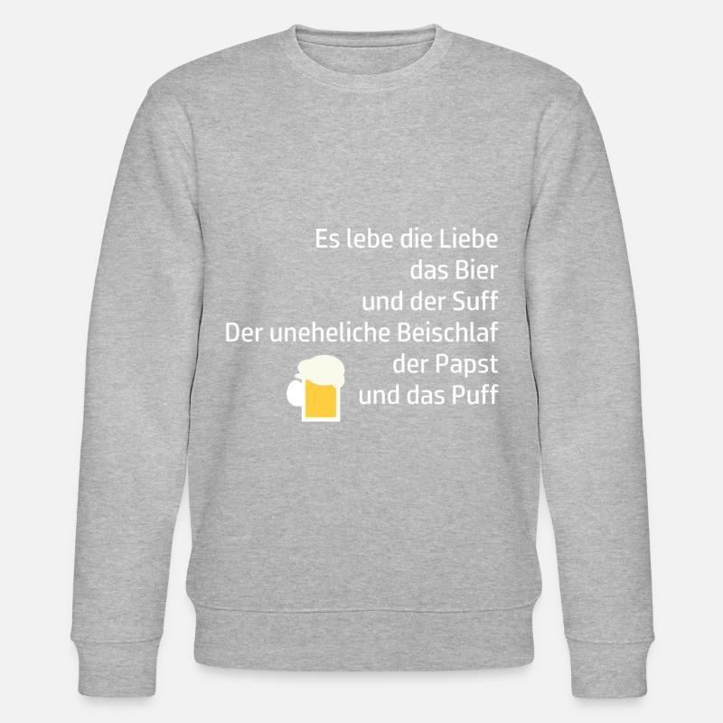 Trinkspruch Lebe Suff Bier Papst - Stanley/Stella Unisex Bio-Sweatshirt CHANGER - Grau meliert
