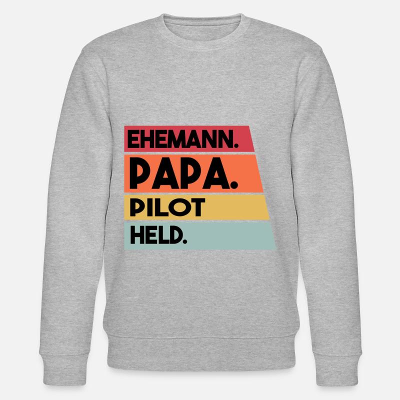 Ehemann Papa Pilot Held - Stanley/Stella Unisex Bio-Sweatshirt CHANGER  - Grau meliert
