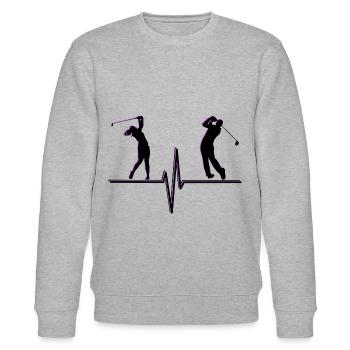Golfsport Design - Golfballplatz - Golfer - Stanley/Stella Unisex Bio-Sweatshirt CHANGER  - Grau meliert - Vorne - Nik (191cm) & Marisol (170cm)