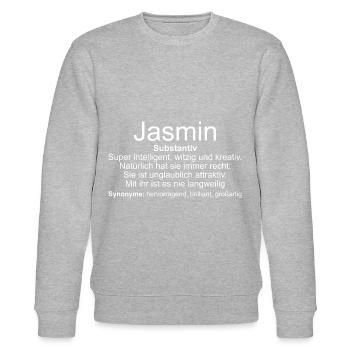 Name Definition Jasmin - Stanley/Stella Unisex Bio-Sweatshirt CHANGER  - Grau meliert - Vorne - Nik (191cm) & Marisol (170cm)