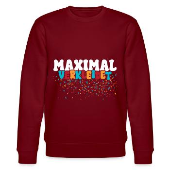 Maximal Verkleidet Karneval - Stanley/Stella Unisex Bio-Sweatshirt CHANGER  - Burgunderrot - Vorne - Nik (191cm) & Marisol (170cm)