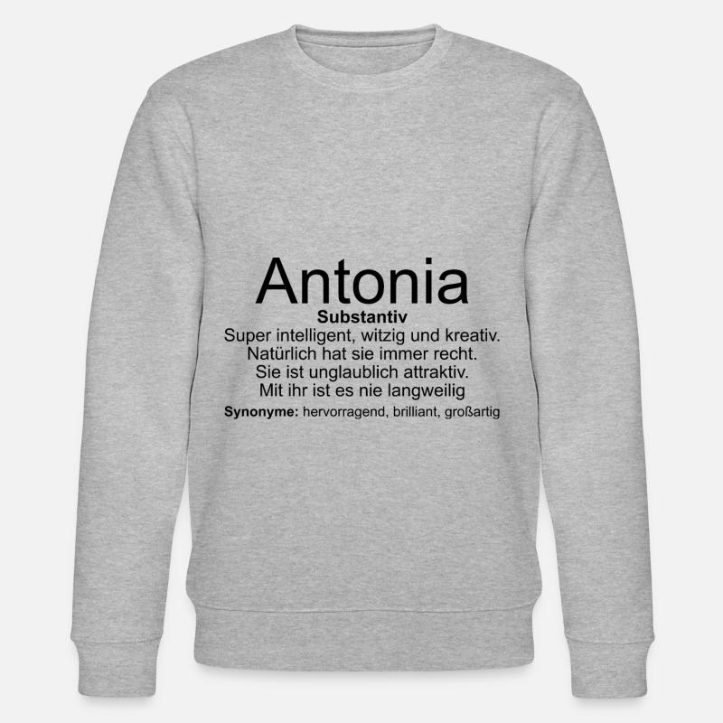 Name Definition Antonia - Stanley/Stella Unisex Bio-Sweatshirt CHANGER  - Grau meliert