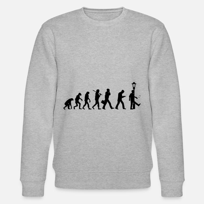 Evolution Smartphone - Motif drôle - Sweat bio CHANGER Stanley/Stella Unisexe - gris chiné