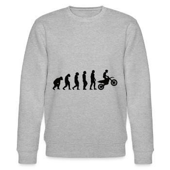 Motorrad Biker Evolution Mofa Moped Motorradfahrer - Stanley/Stella Unisex Bio-Sweatshirt CHANGER  - Grau meliert - Vorne - Nik (191cm) & Marisol (170cm)