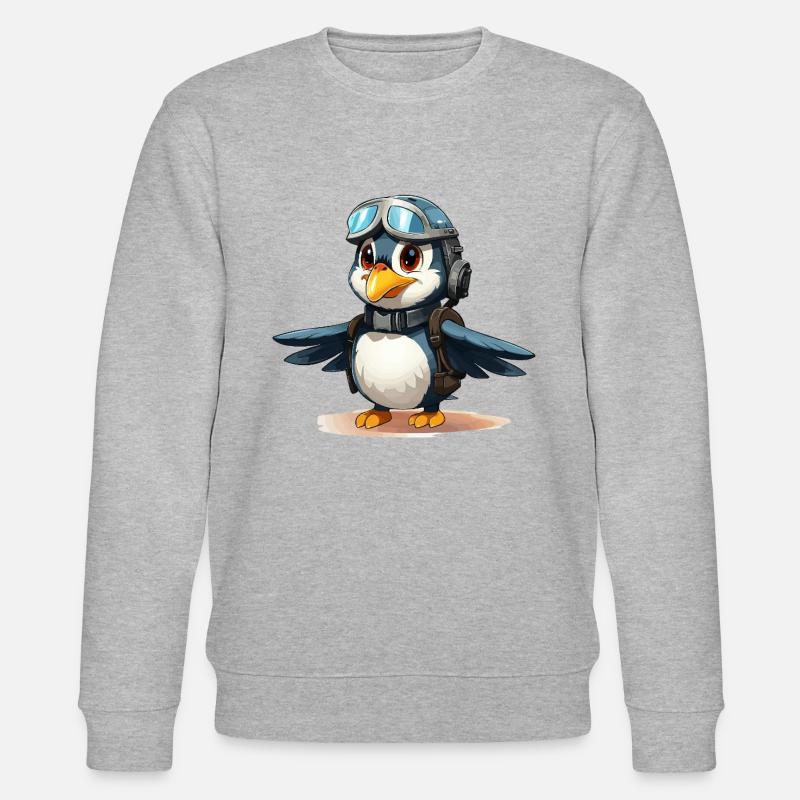 Der abenteuerlustige Pinguin-Pilot - Stanley/Stella Unisex Bio-Sweatshirt CHANGER  - Grau meliert