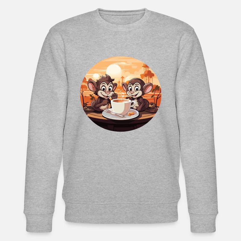 Affe Brew Kaffee Kunstdruck - Stanley/Stella Unisex Bio-Sweatshirt CHANGER  - Grau meliert