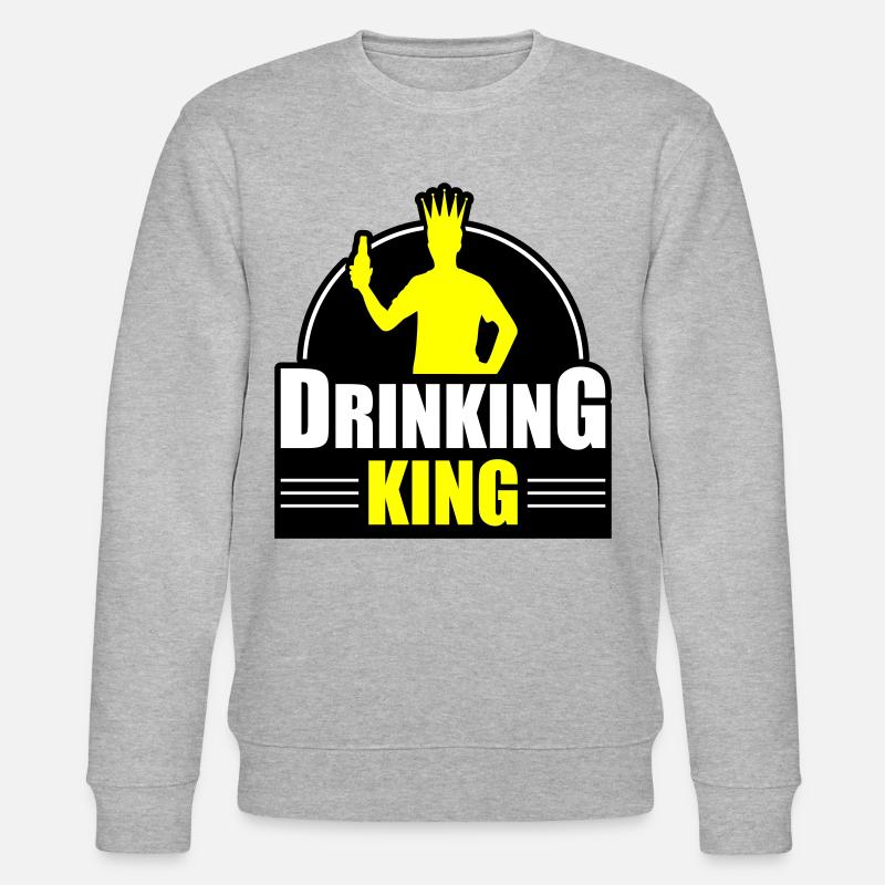 Drinker King Beer Drinking - Stanley/Stella CHANGER Unisex Organic Sweatshirt - heather grey