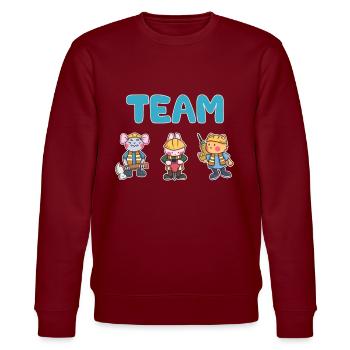 Team Baustelle Arbeiter Maus Hase Katze Geschenk - Stanley/Stella Unisex Bio-Sweatshirt CHANGER  - Burgunderrot - Vorne - Nik (191cm) & Marisol (170cm)