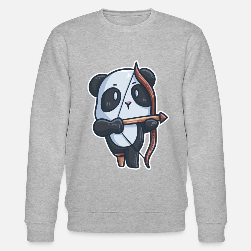 Panda Bogenschießen Behinderung Prothese Geschenk - Stanley/Stella Unisex Bio-Sweatshirt CHANGER  - Grau meliert