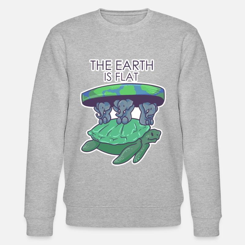 flat earth conspiracy elephant turtle - Stanley/Stella CHANGER Unisex Organic Sweatshirt - heather grey