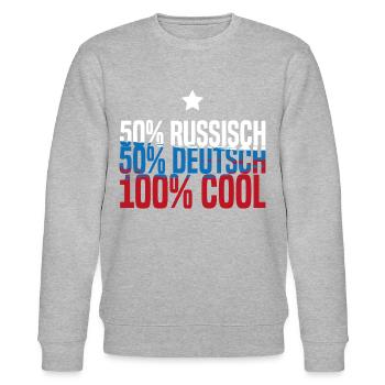 Halb Russisch, halb Deutsch - 100 Prozent cool! - Stanley/Stella Unisex Bio-Sweatshirt CHANGER  - Grau meliert - Vorne - Nik (191cm) & Marisol (170cm)