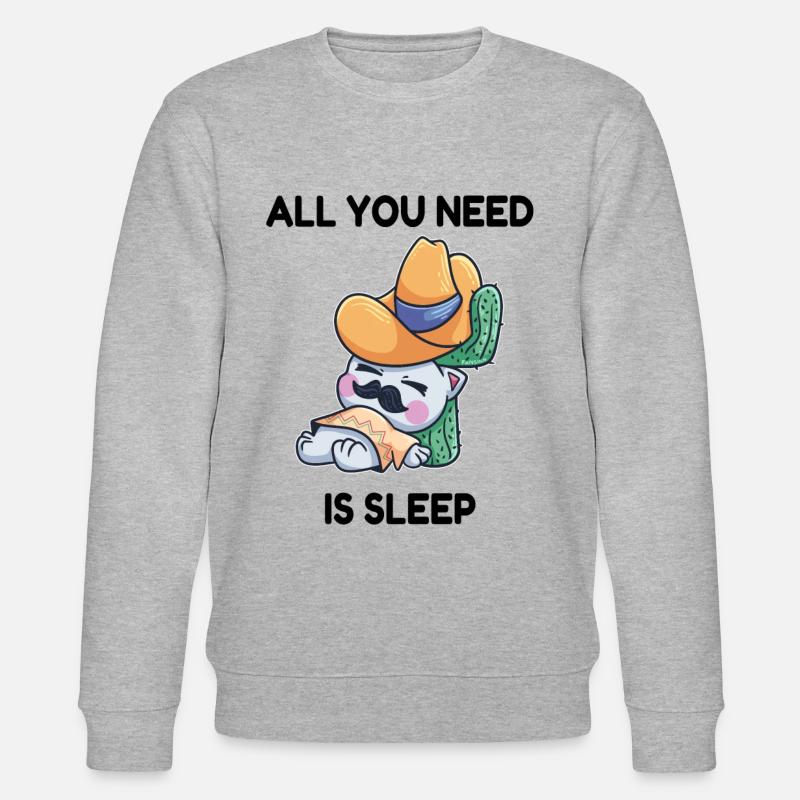 Chat sieste dormir cactus - Sweat bio CHANGER Stanley/Stella Unisexe - gris chiné