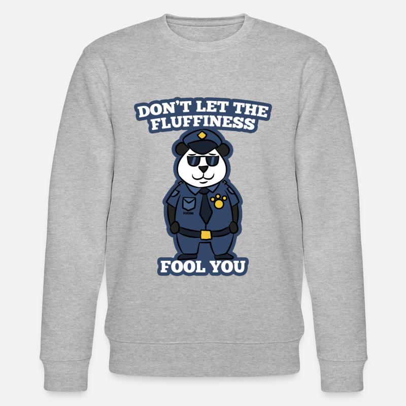 Panda Bär Polizei Sicherheit Geschenk - Stanley/Stella Unisex Bio-Sweatshirt CHANGER  - Grau meliert